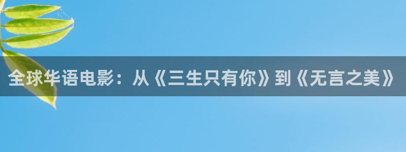 电影苹果.：全球华语电影：从《三生只有你》到《无言之美》